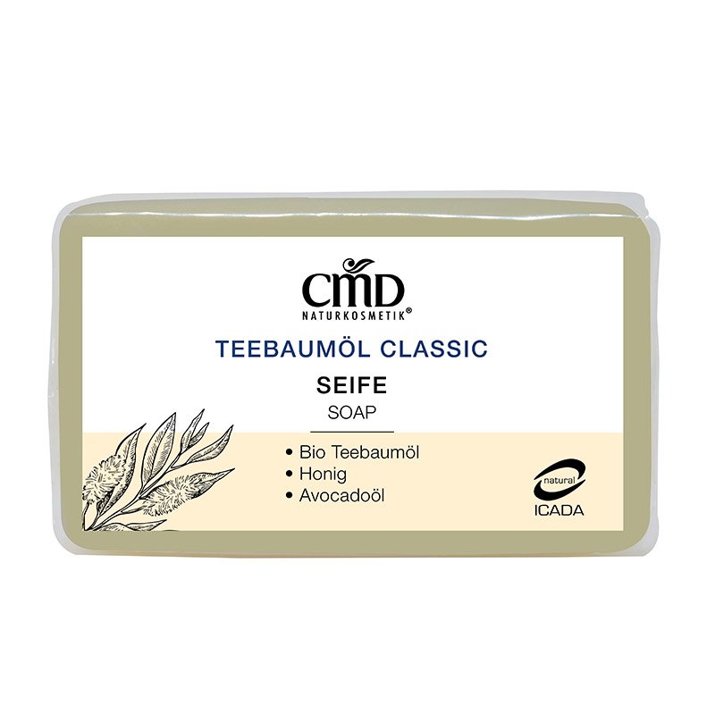 CMD Teebaumölseife für die irritierte unreine und fettige Haut geeignet.