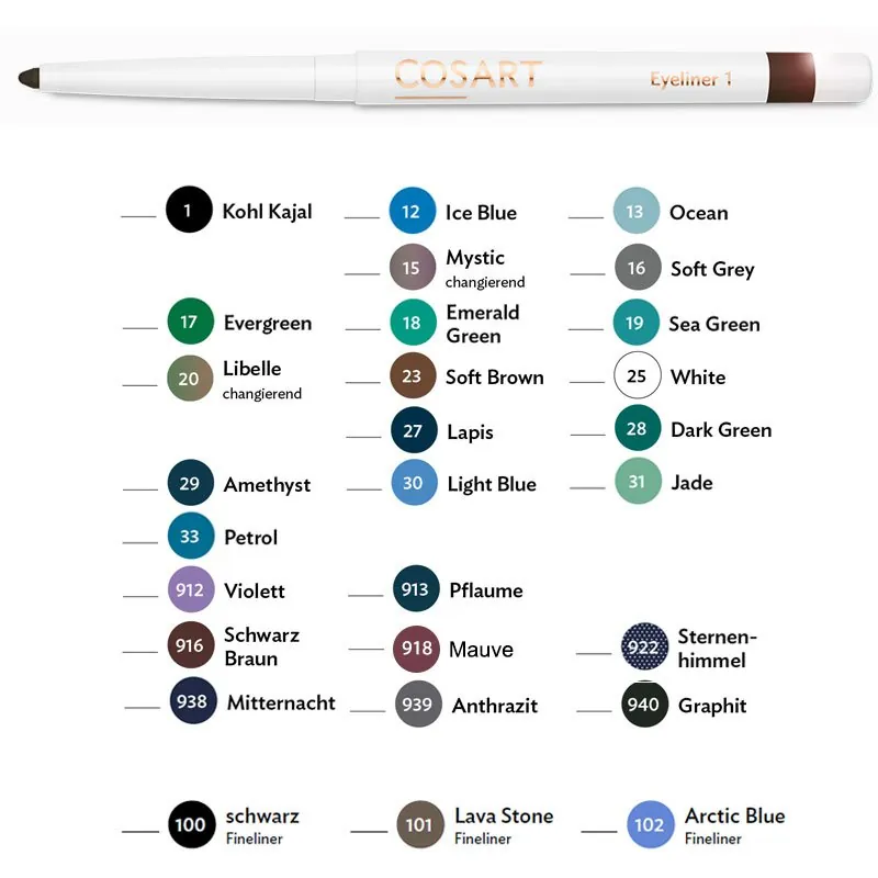 Cosart Eyliner viele verschiedene Farben