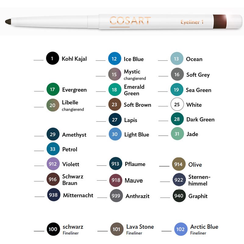 Cosart Eyliner viele verschiedene Farben